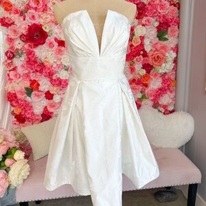 Morilee | Satin Brocade Box Pleats Mini Dress